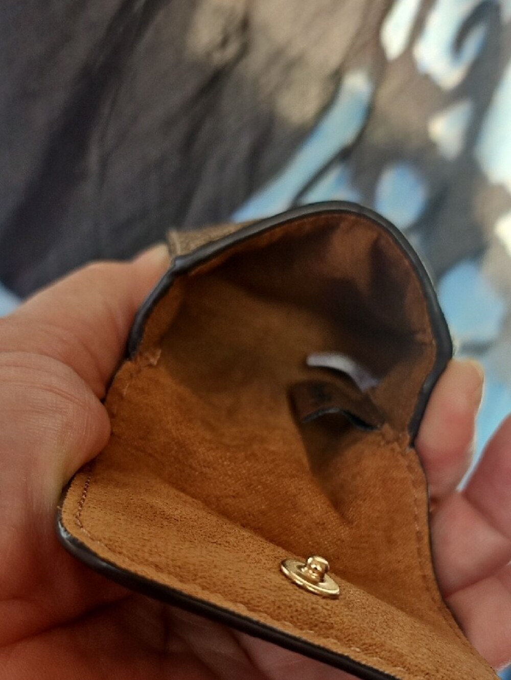 Coach Brown Monogram Mini Key Pouch with Gold Hardware - Picture 4 of 13